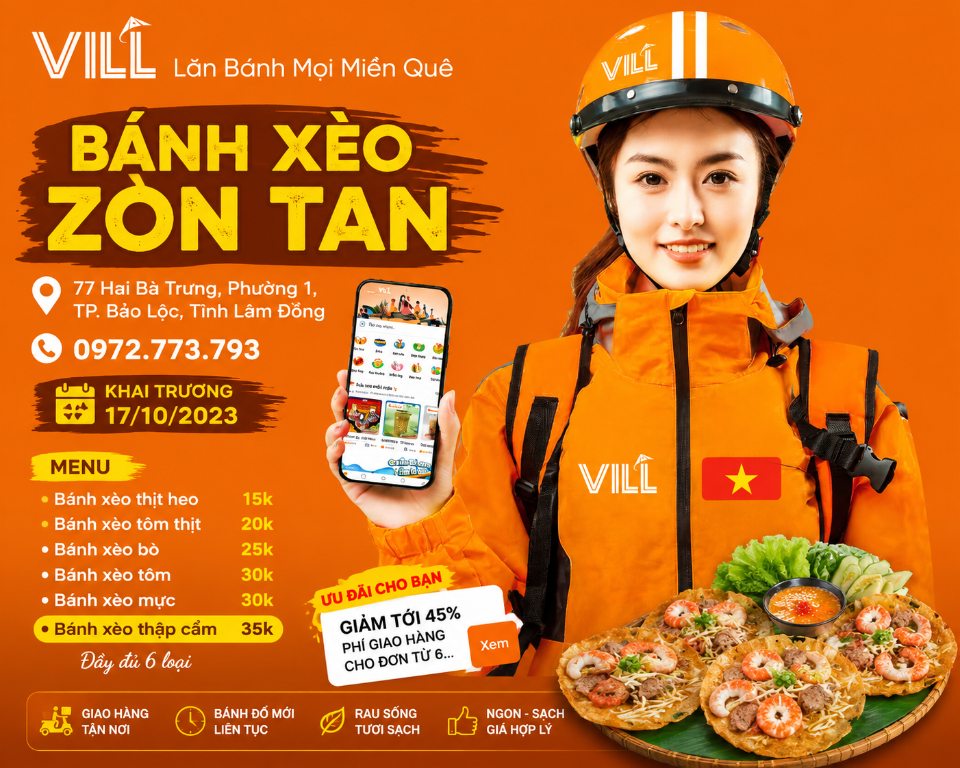Bánh xèo Zòn Tan trên Vill Ship